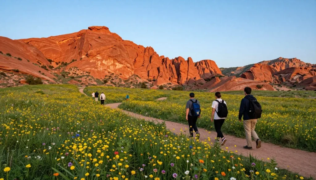 Spring wildflowers blooming in meadows at Spring Mountain Ranch State Park Nevada