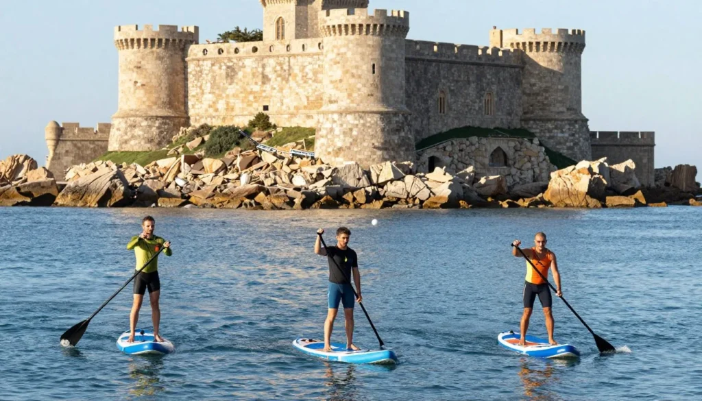 Stand-up paddleboarding kayaking Peniscola coast water activities