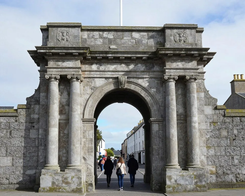 Stone archway entrance to historic building in Tralee town Stone archway entrance to historic building in Tralee town