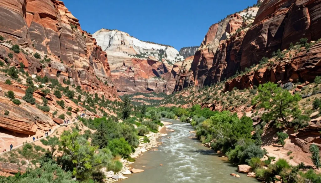 Stunning view of Zion National Park canyon