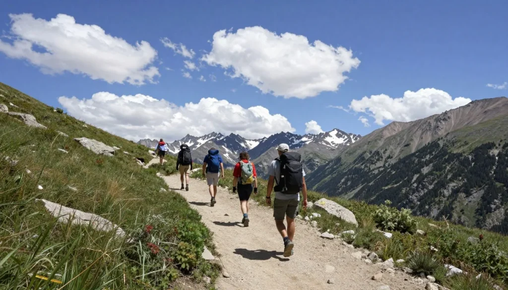 Summer hiking conditions on Ruby Crest Trail with clear weather and mountain views Summer hiking conditions on Ruby Crest Trail with clear weather and mountain views