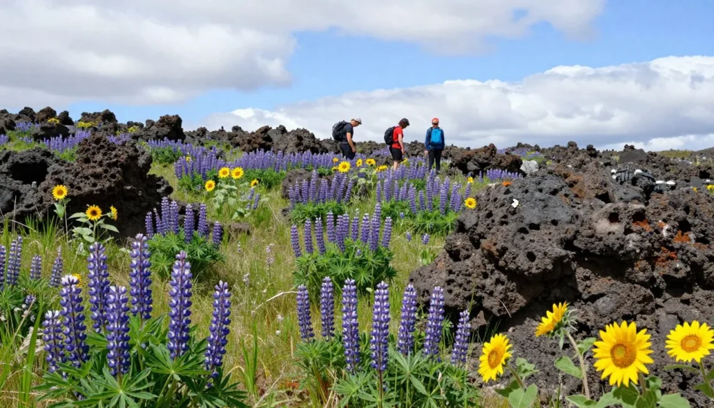 Summer wildflowers blooming among volcanic rocks at Twin Peaks Colorado Summer wildflowers blooming among volcanic rocks at Twin Peaks Colorado