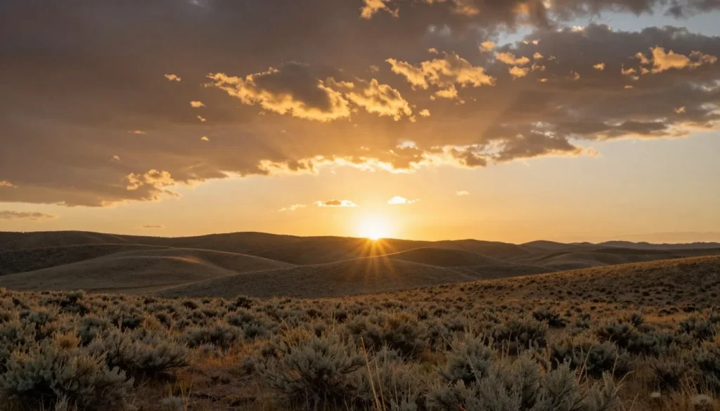 Sunset over rolling sagebrush hills at Sheldon Wildlife Refuge