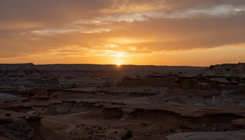 Sunset view over San Rafael Swell desert landscape Sunset view over San Rafael Swell desert landscape