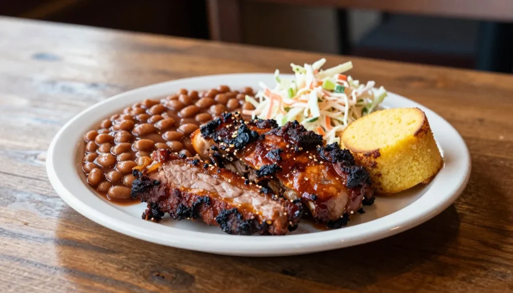 Tennessee style barbecue meal with sides Tennessee style barbecue meal with sides