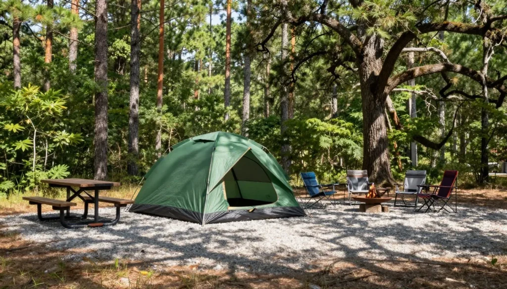 Tent camping site at Goose Creek State Park campground Tent camping site at Goose Creek State Park campground