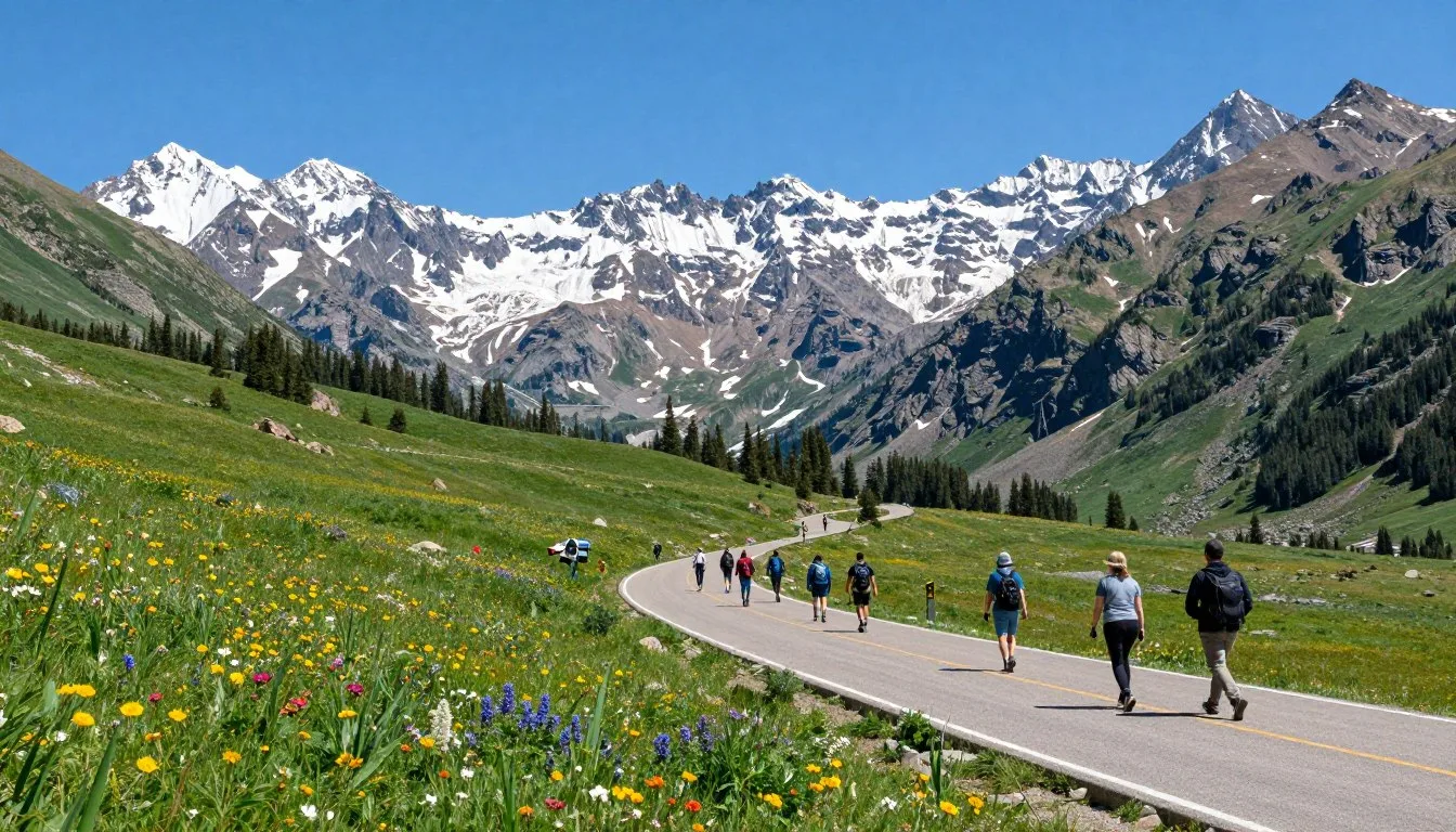 Tincup-Pass-Road-Colorado-winding-through-alpine-meadows-with-mountain-peaks Tincup Pass Road Colorado winding through alpine meadows with mountain peaks