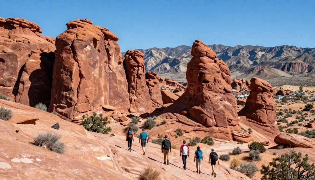 Towering sandstone formations at Fisher Towers