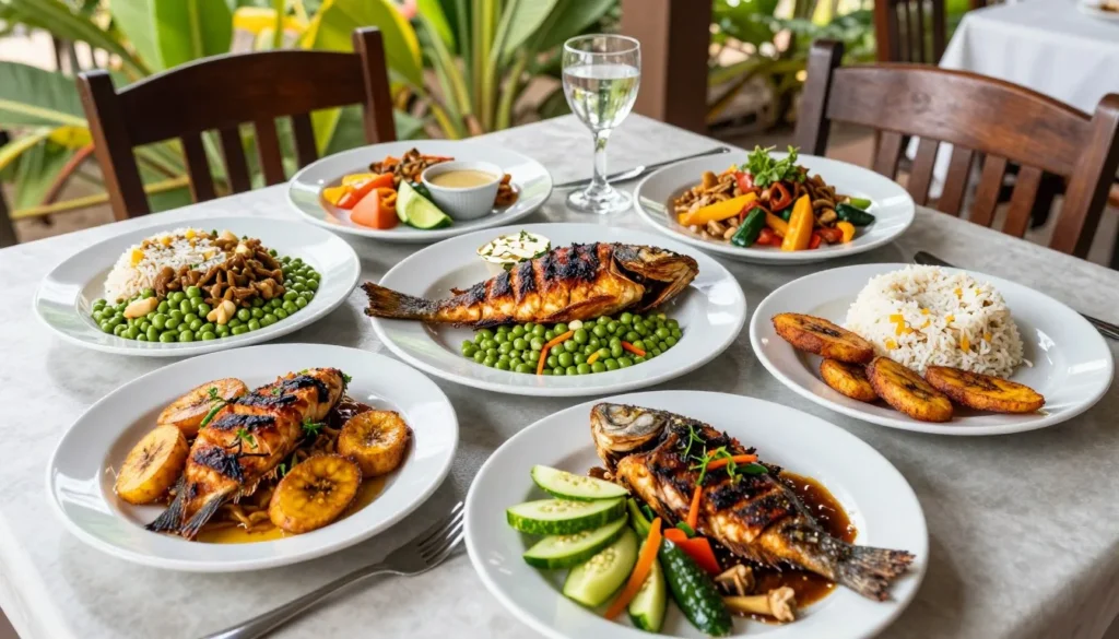Traditional Caribbean cuisine served at local St. Vincent restaurant Traditional Caribbean cuisine served at local St. Vincent restaurant