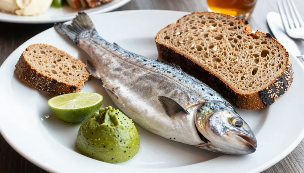 Traditional Icelandic food display with fish and local ingredients Traditional Icelandic food display with fish and local ingredients