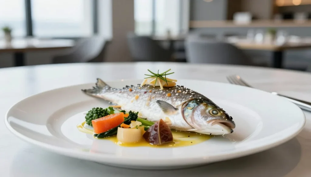 Traditional Icelandic seafood dish served in modern restaurant setting