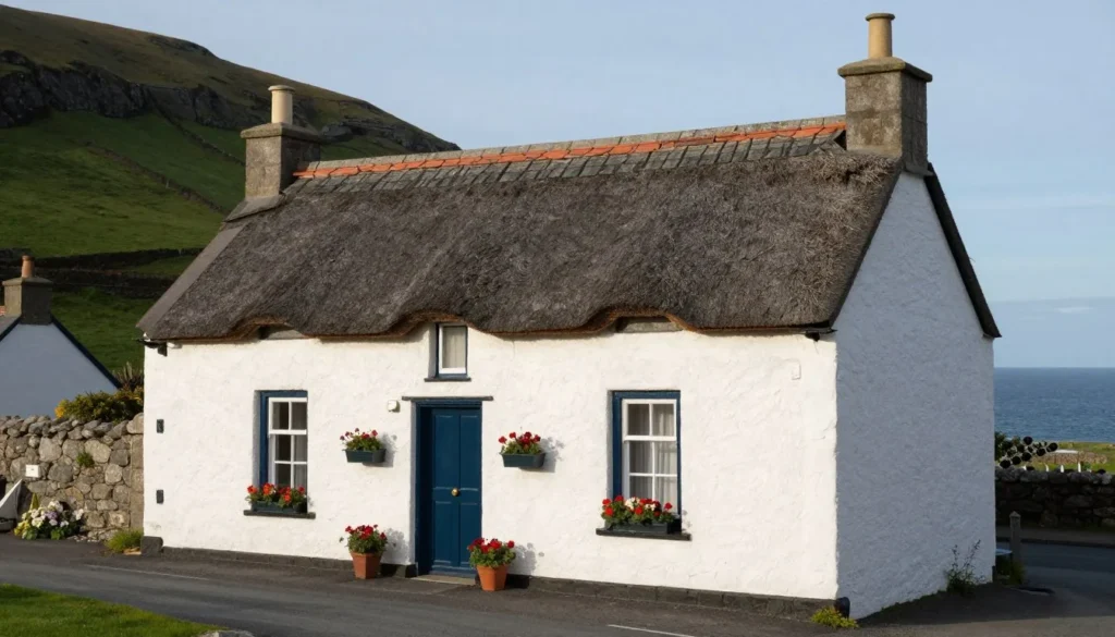 Traditional Irish cottage accommodation on Dingle Peninsula Ireland with coastal views