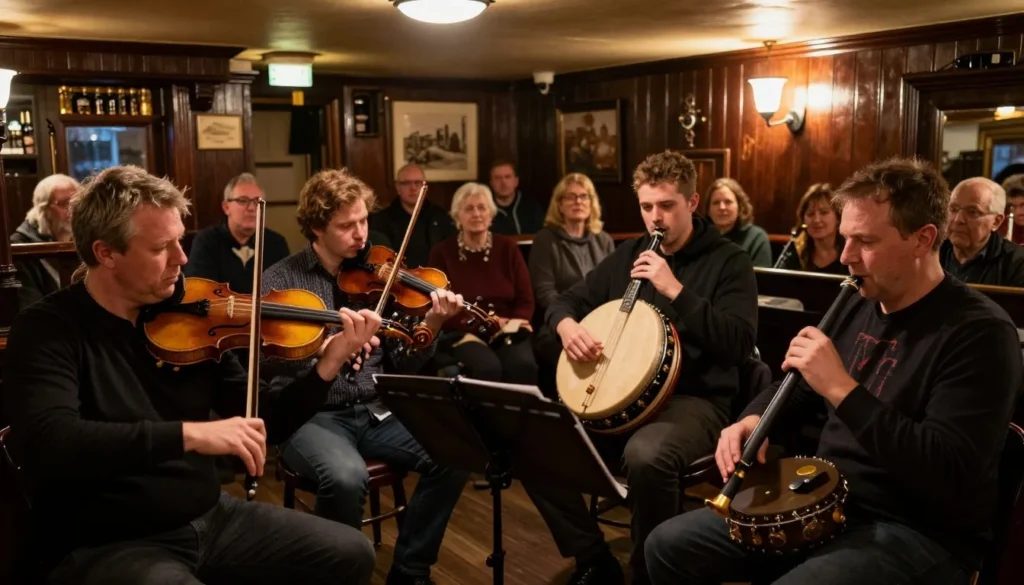 Traditional Irish music session in Inishowen Peninsula pub with local musicians