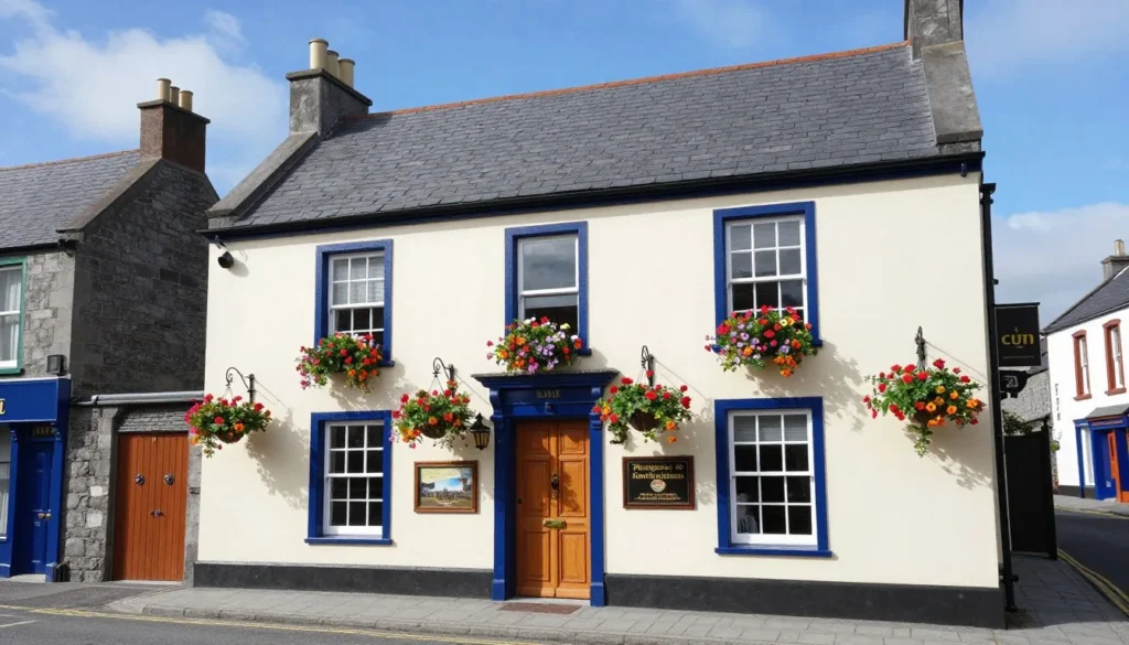 Traditional Irish pub exterior in Connemara village