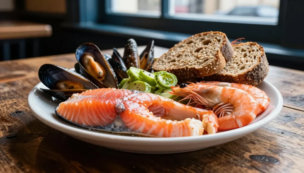 Traditional Irish seafood platter with fresh Atlantic fish and shellfish