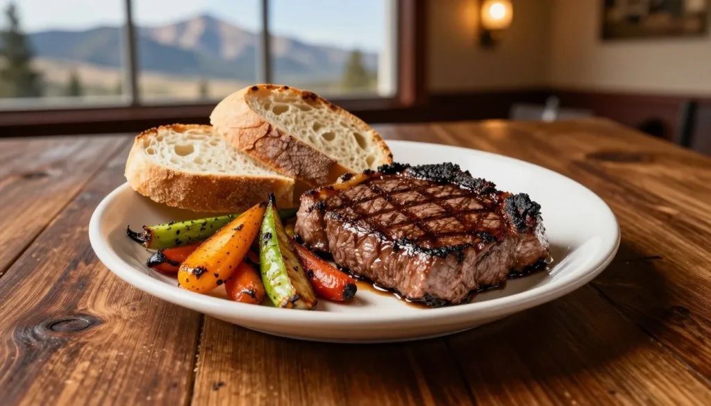 Traditional Nevada cuisine plate at mountain restaurant