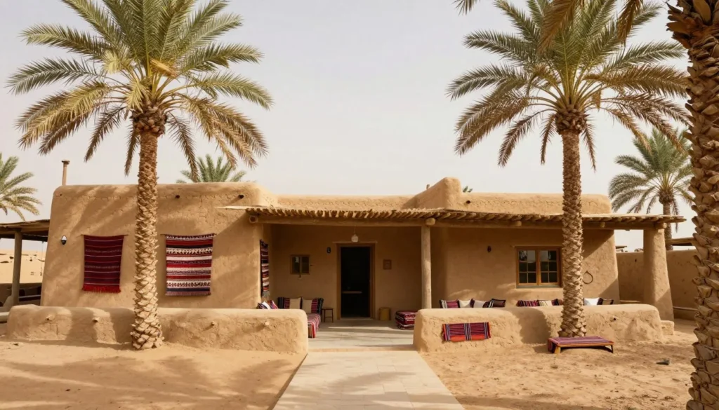 Traditional Siwan eco-lodge accommodation with palm grove views and desert landscape in Siwa Oasis Egypt Traditional Siwan eco-lodge accommodation with palm grove views and desert landscape in Siwa Oasis Egypt