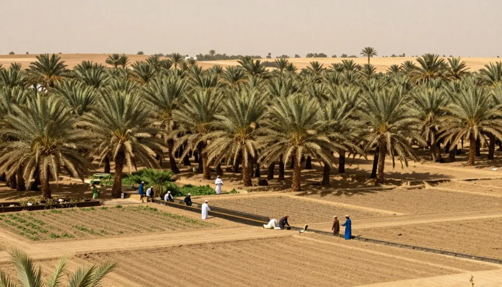 Traditional agriculture in the Tihama plain showing date palms and cultivation Traditional agriculture in the Tihama plain showing date palms and cultivation