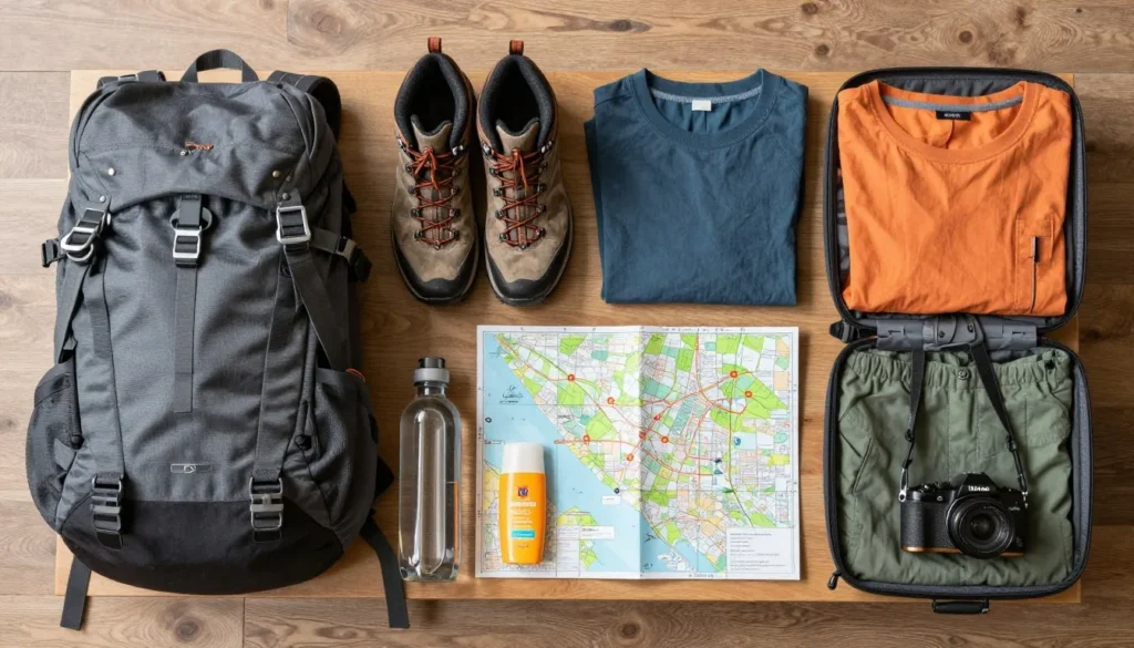 Travel essentials organized for mountain vacation Tennessee Travel essentials organized for mountain vacation Tennessee