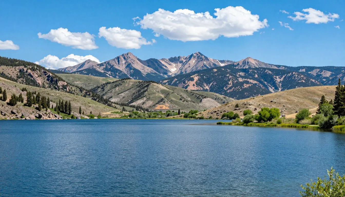 Trinidad Lake State Park Colorado panoramic view with mountains
