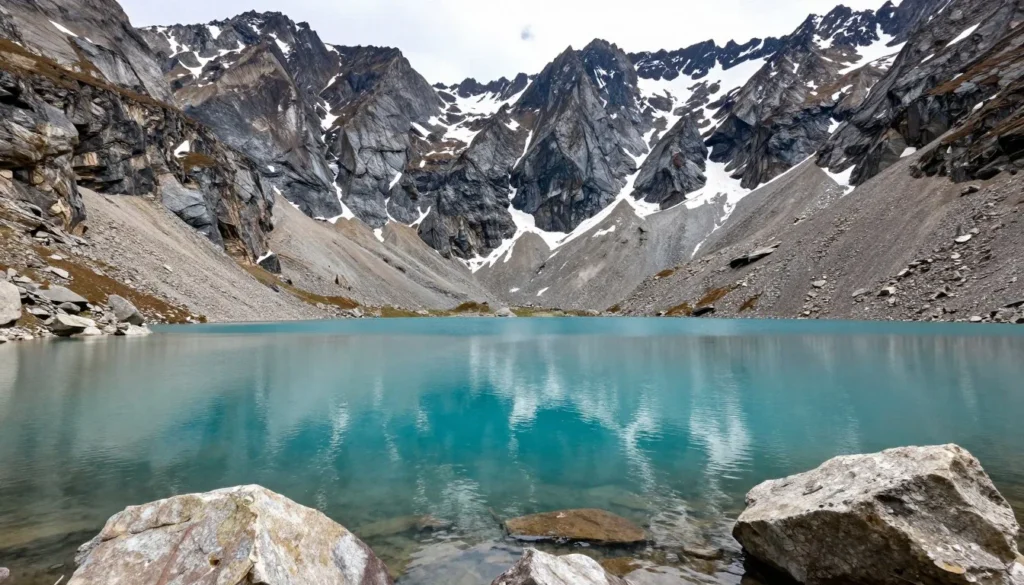 Turquoise alpine lake surrounded by rocky peaks in Rocky Mountain National Park Turquoise alpine lake surrounded by rocky peaks in Rocky Mountain National Park