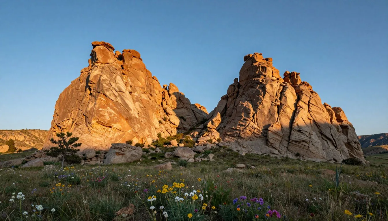 Twin Peaks Volcanic Remnants Colorado landscape with ancient lava formations