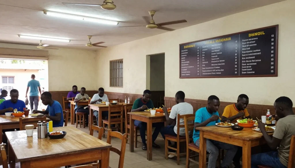 Typical local restaurant interior in Yaounde