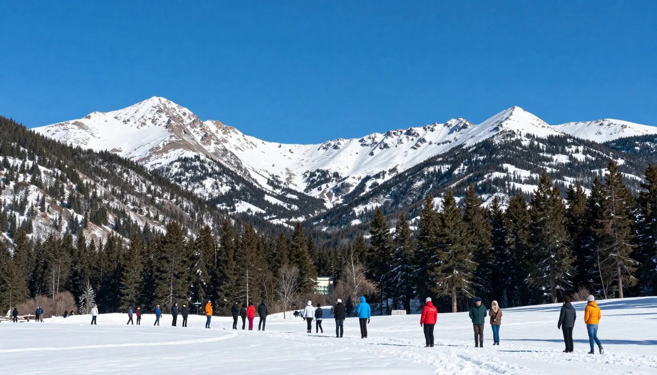 Vail Pass Recreation Area Colorado winter landscape with snow-covered mountains