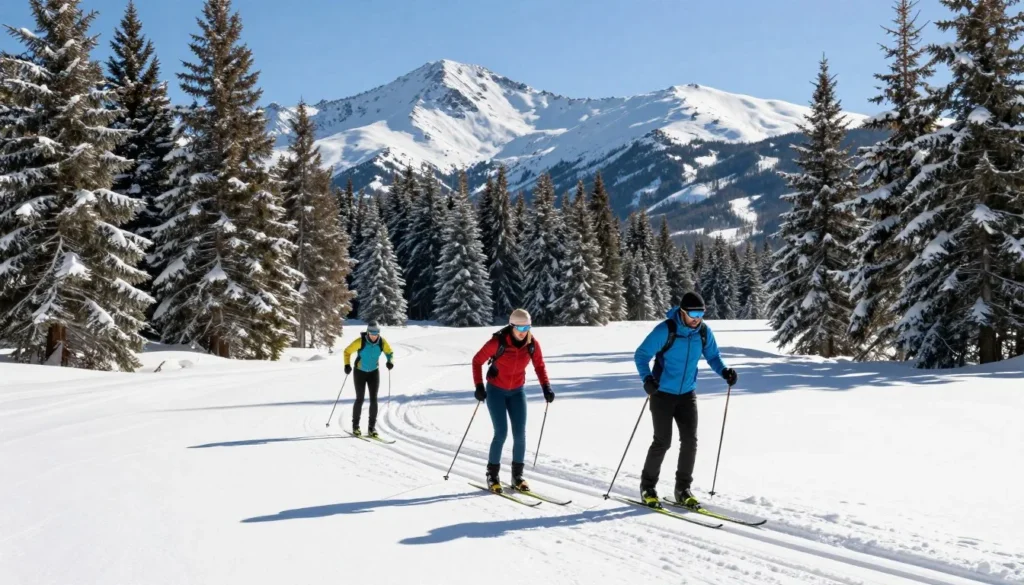 Vail Pass winter recreation with cross-country skiers Vail Pass winter recreation with cross-country skiers