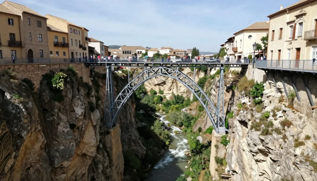 View from San Pablo Bridge showing the dramatic gorge and hanging houses
