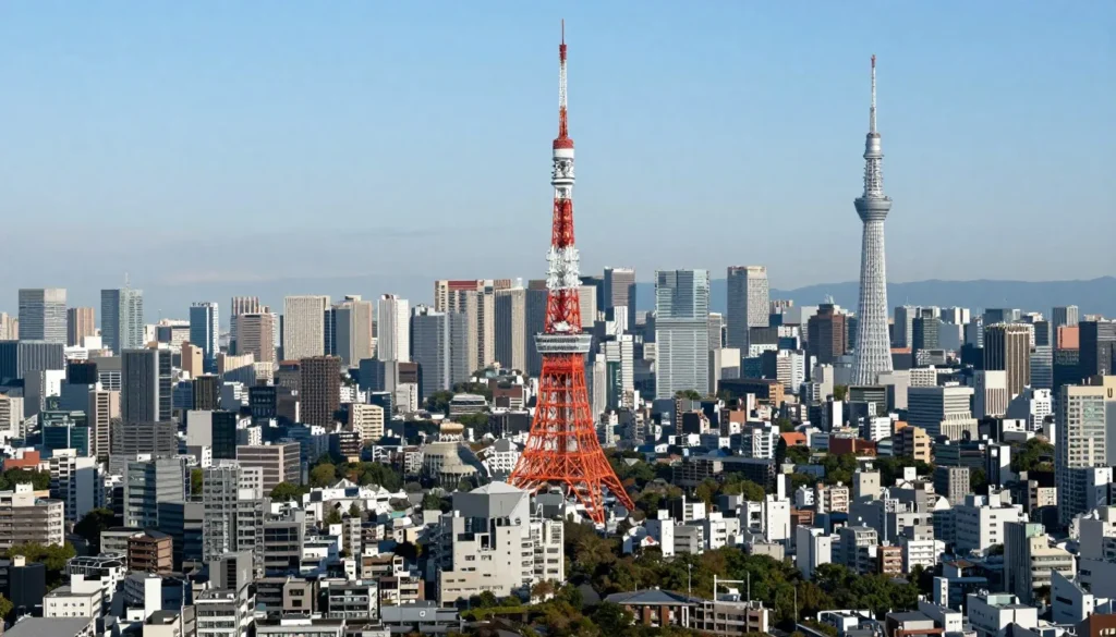 View of Tokyo city skyline from a distance