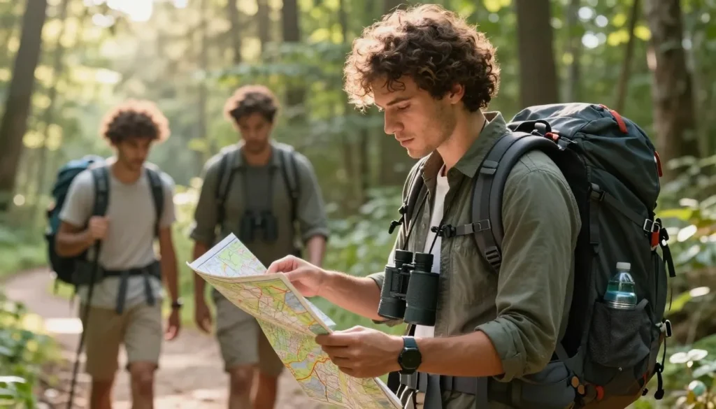 Visitor preparing for hike at Dismal Swamp State Park with proper gear and equipment Visitor preparing for hike at Dismal Swamp State Park with proper gear and equipment