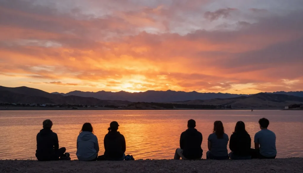 Visitors enjoying sunset at South Fork Reservoir