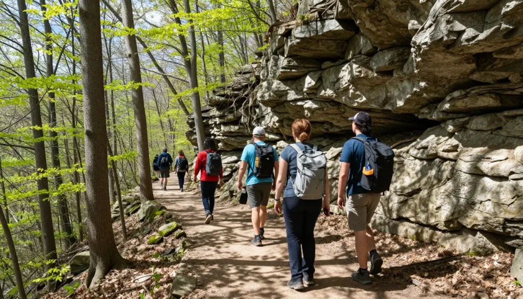 Visitors exploring trails at Dunbar Cave State Park Tennessee