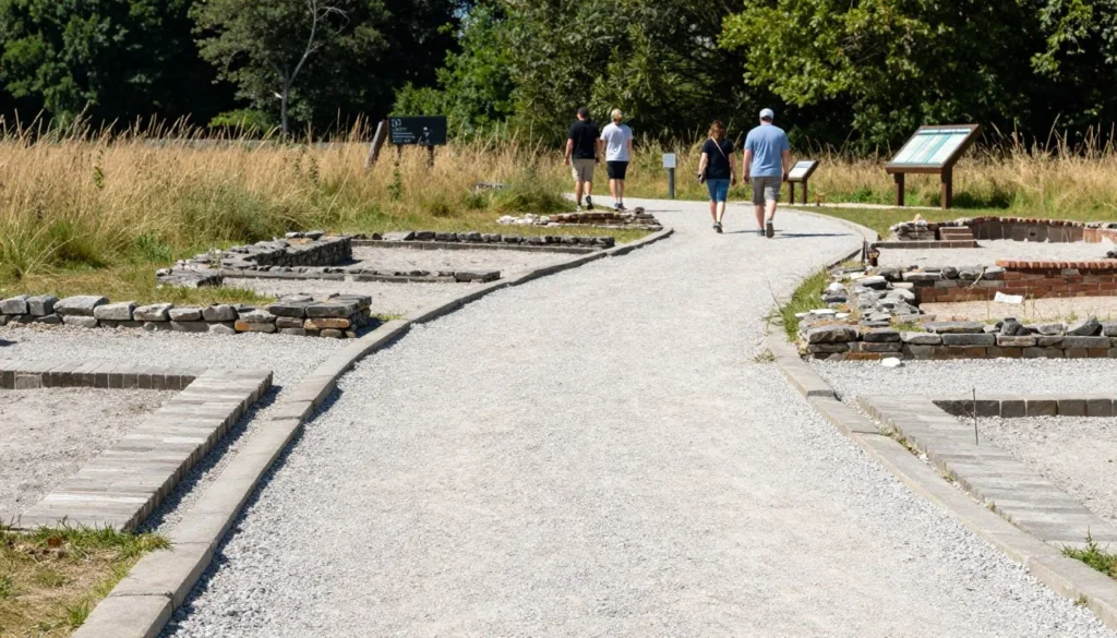 Walking path through Brunswick Town historic village ruins Walking path through Brunswick Town historic village ruins