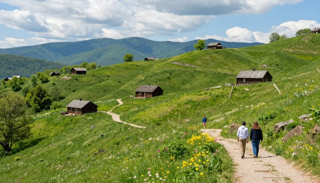 Wears Valley Tennessee mountain landscape with rolling hills and rustic cabins Wears Valley Tennessee mountain landscape with rolling hills and rustic cabins