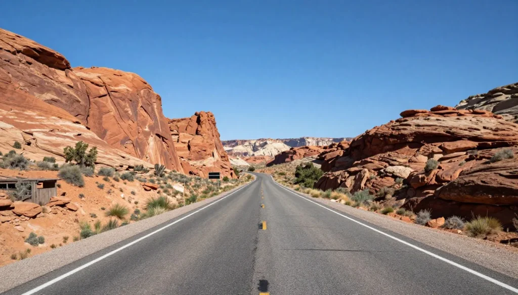 Well-maintained desert highway through Southern Utah