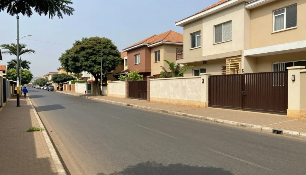Well-maintained street in upscale Yaounde neighborhood