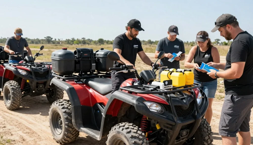 Well-organized off-road vehicle with proper gear and supplies Well-organized off-road vehicle with proper gear and supplies