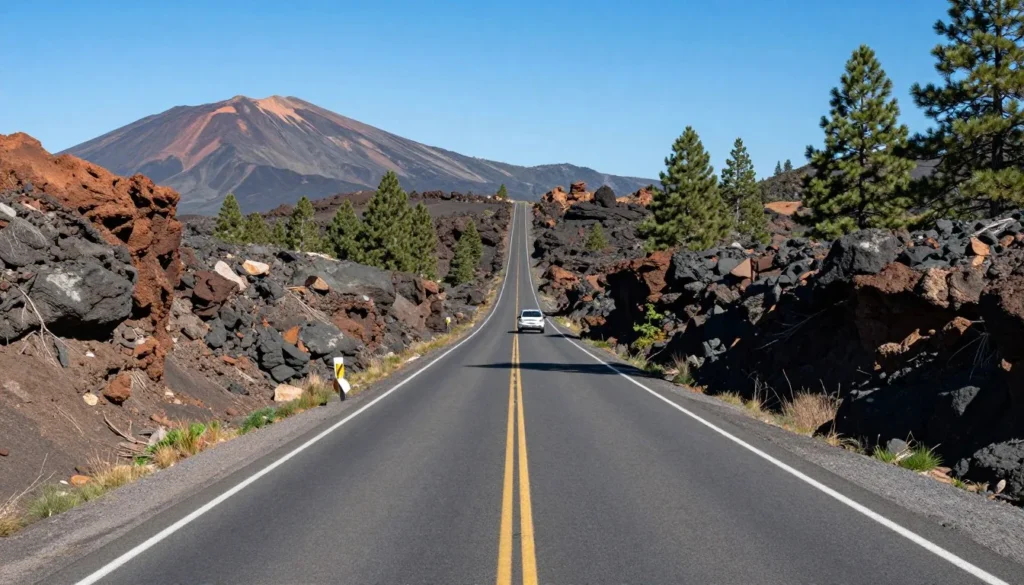 Winding mountain road through volcanic terrain in central Colorado Winding mountain road through volcanic terrain in central Colorado