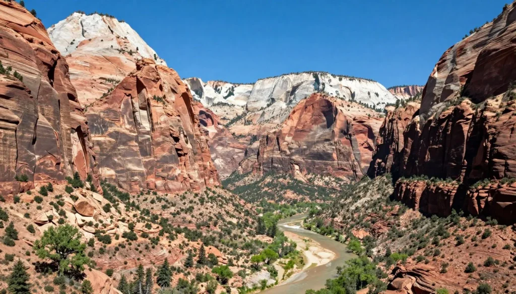 Zion National Park towering canyon walls