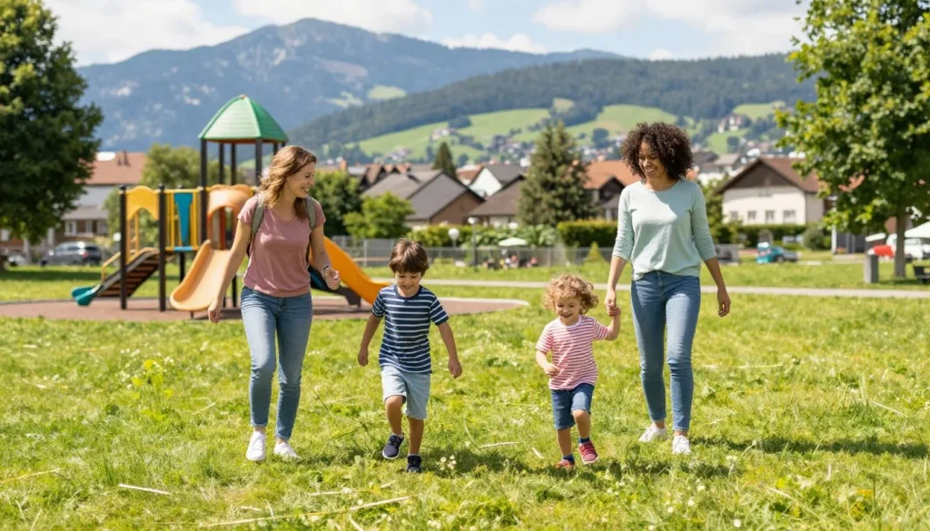 family enjoying outdoor activities in Vaduz park area