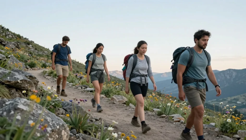 hikers on Oquirrh Mountains trail with mountain views