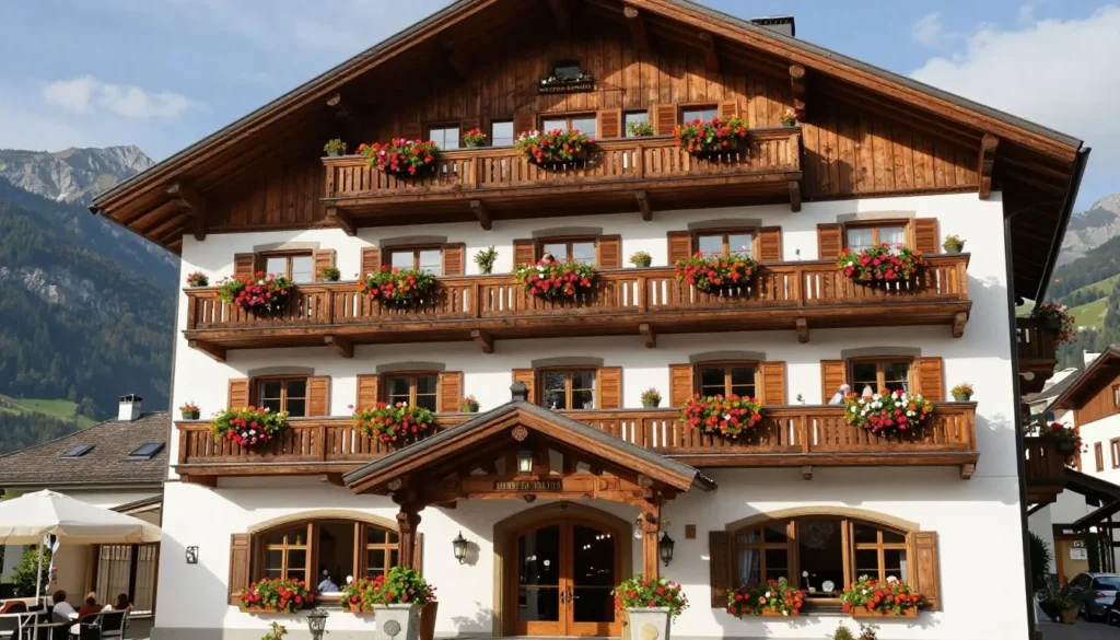 traditional Liechtenstein hotel exterior with Alpine architecture